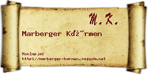 Marberger Kármen névjegykártya